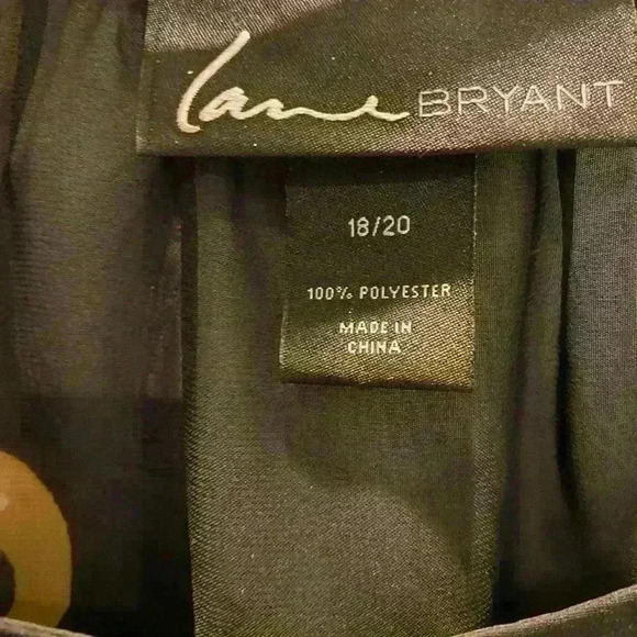 Lane Bryant Womens Sheer Blouse Size 18/20 Black Gold Peplum Hem Waist Tie - Picture 5 of 6